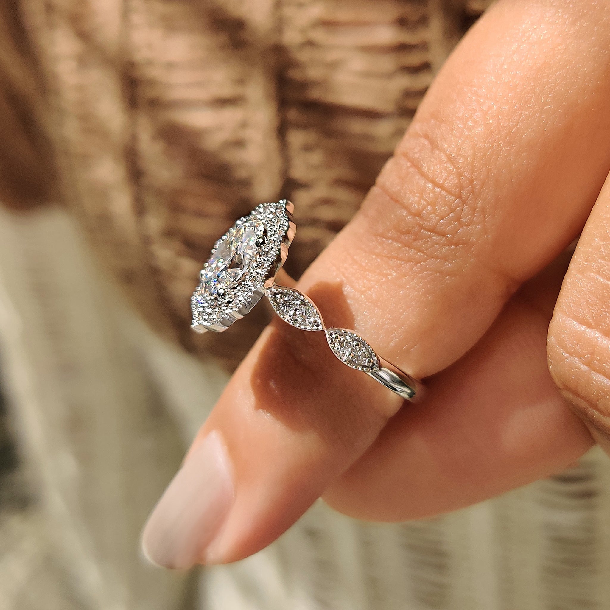 Oval Vintage Diamond Ring With Milgrain Style