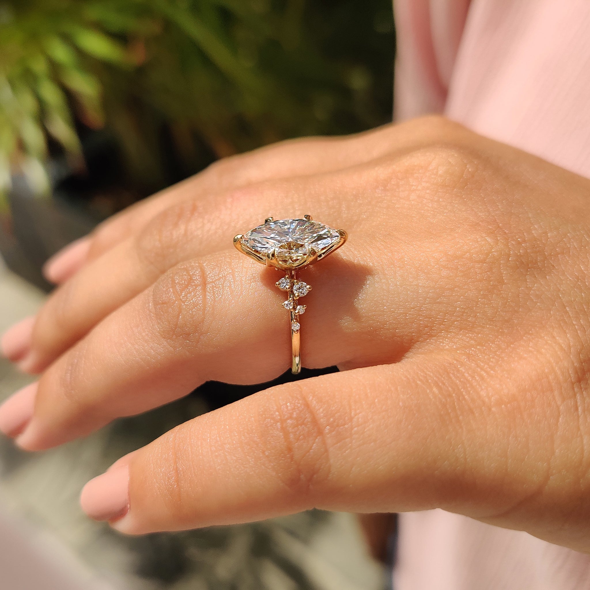 Marquise Cluster Ring With Blue Topaz Hidden Accent