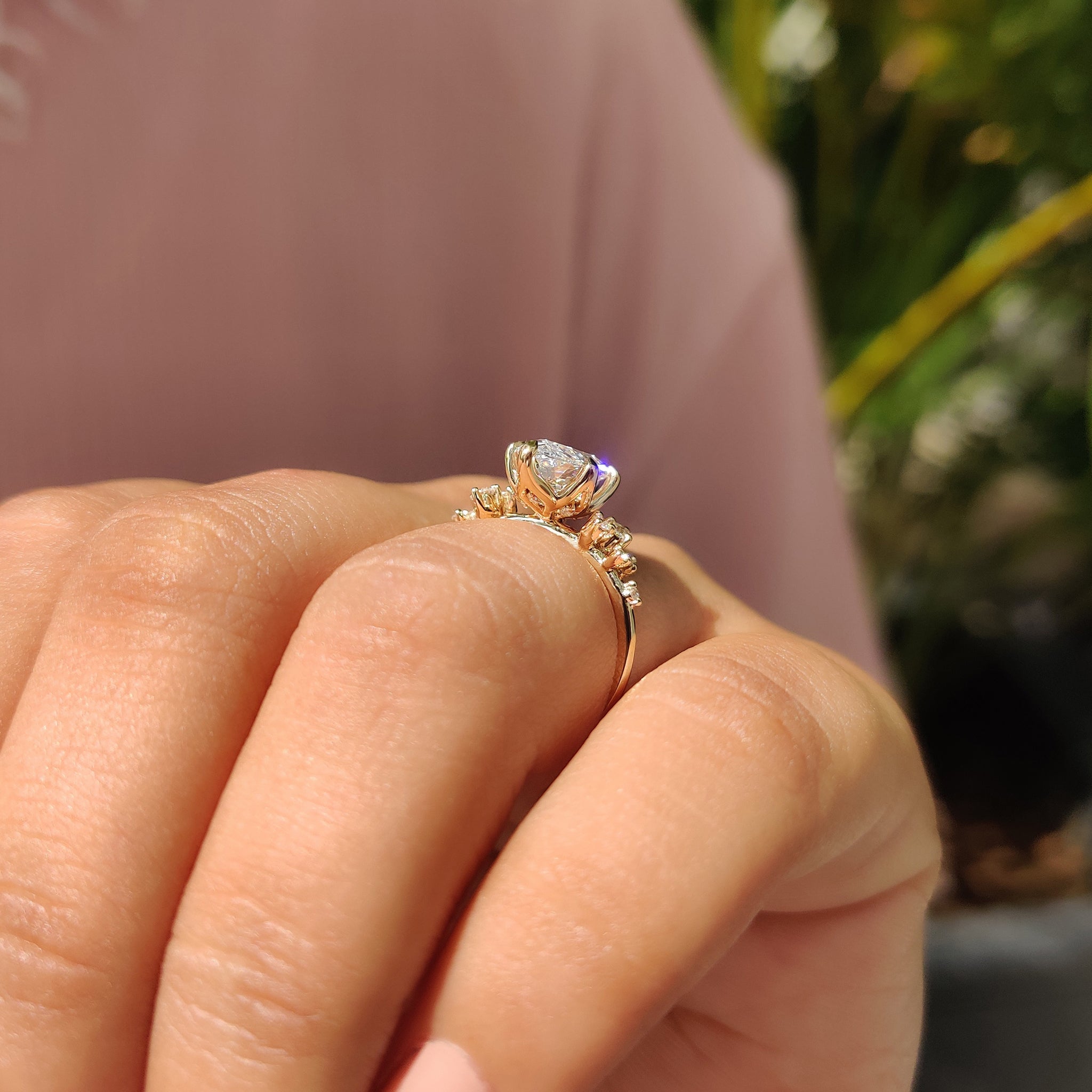 Marquise Cluster Ring With Blue Topaz Hidden Accent