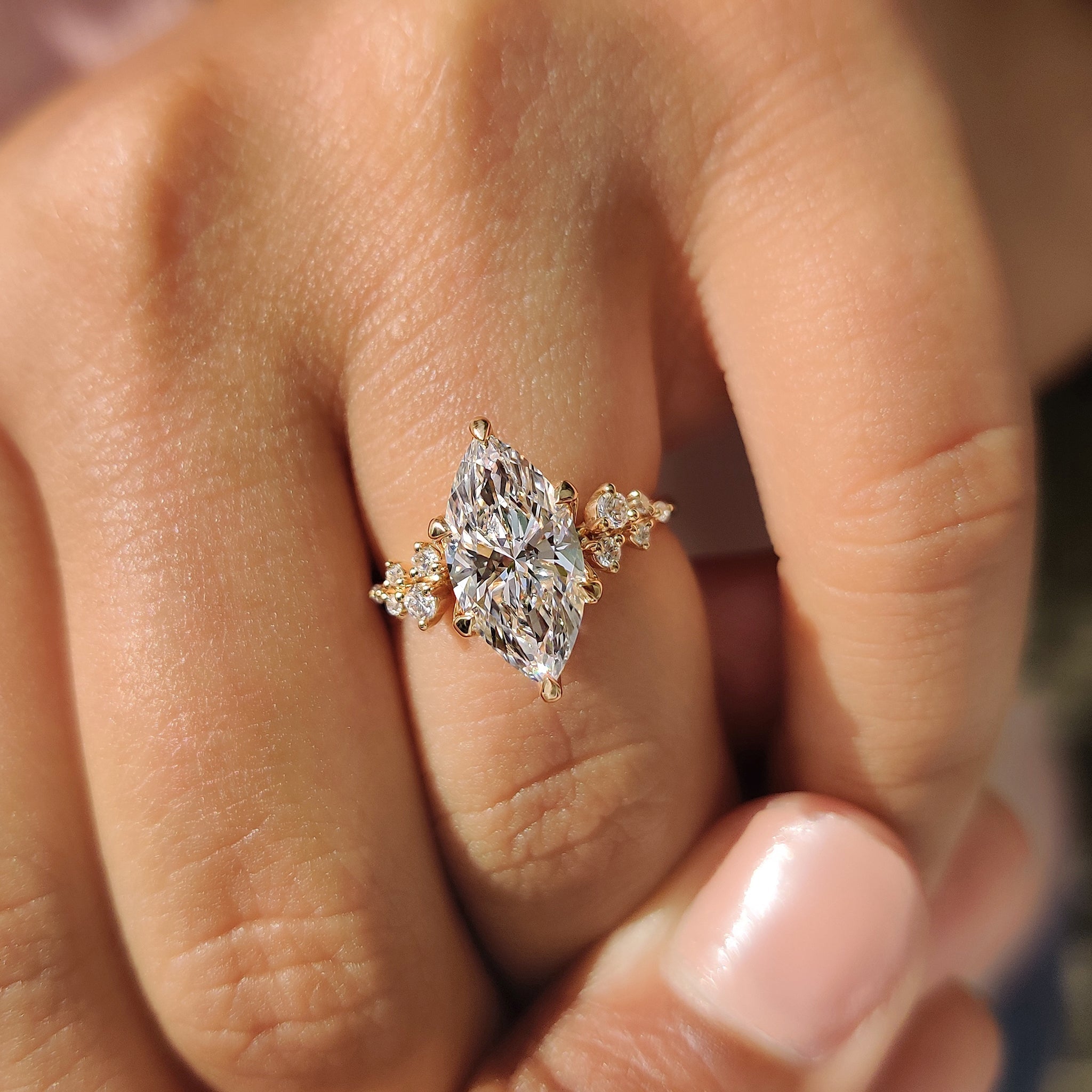 Marquise Cluster Ring With Blue Topaz Hidden Accent