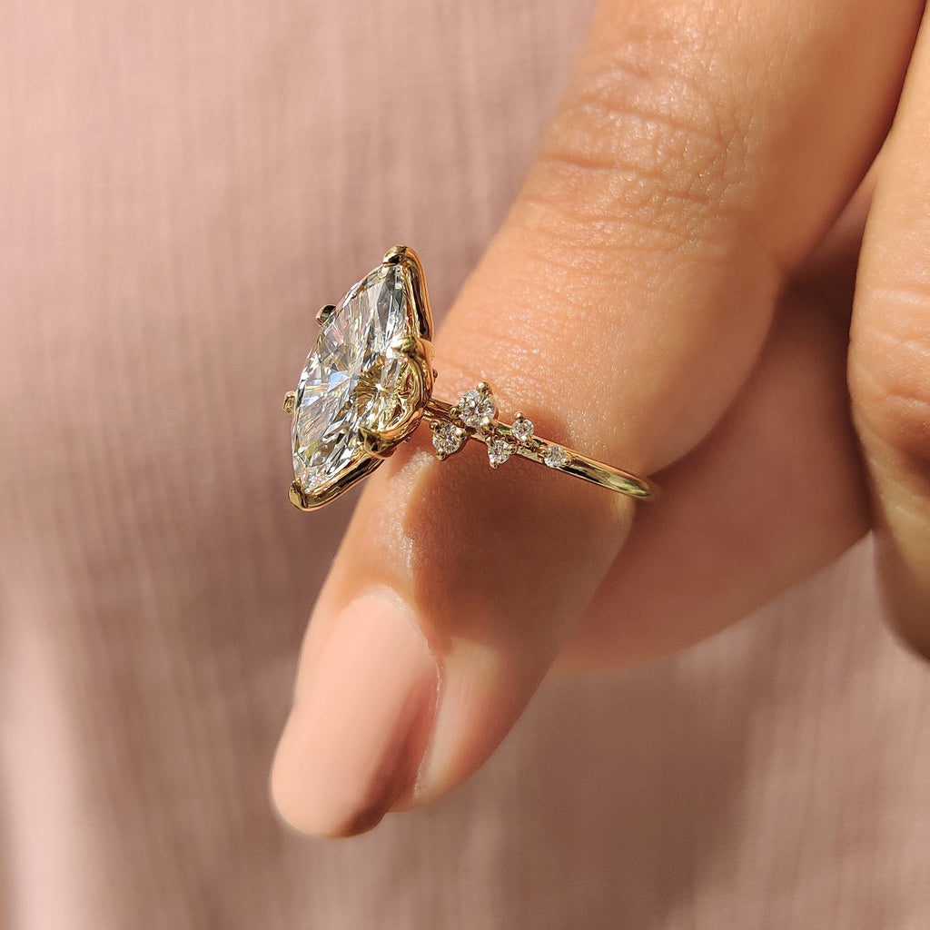 Marquise Cluster Ring With Blue Topaz Hidden Accent