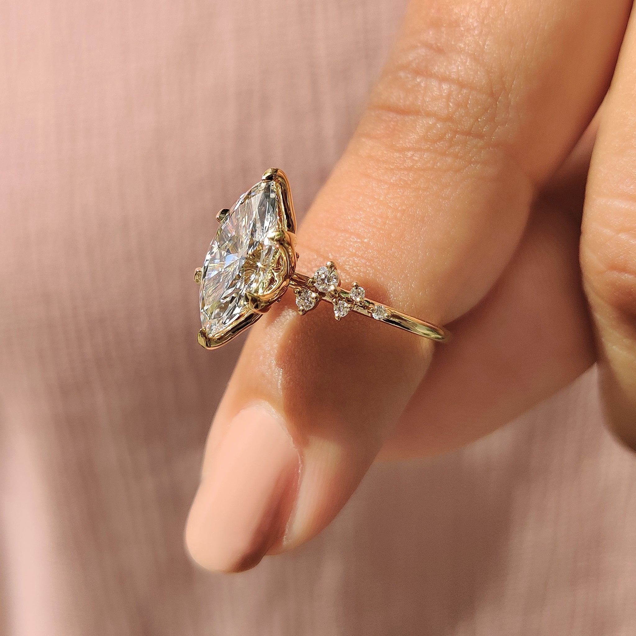 Marquise Cluster Ring With Blue Topaz Hidden Accent