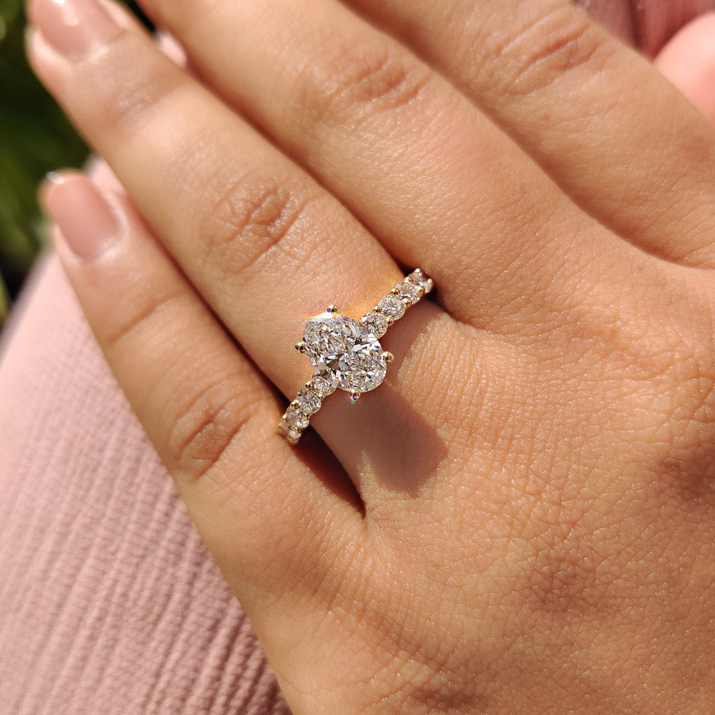 Hidden Halo Oval Pave Engagement Ring