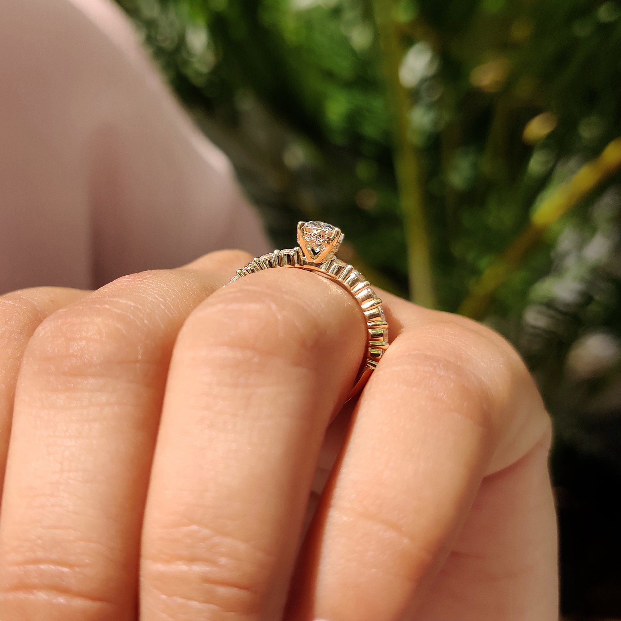Hidden Halo Oval Pave Engagement Ring