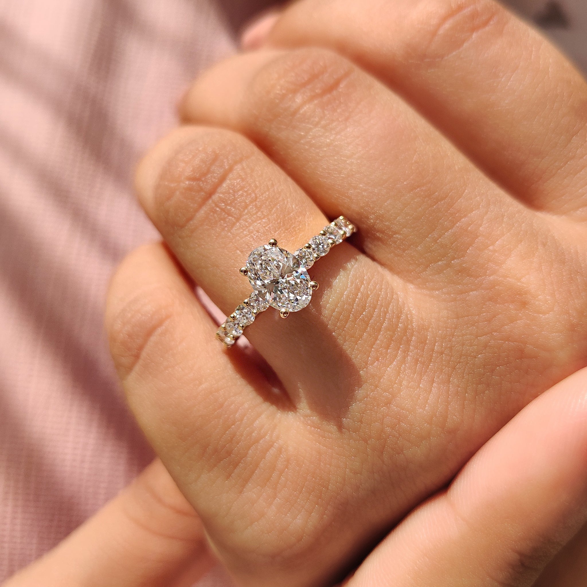 Hidden Halo Oval Pave Engagement Ring