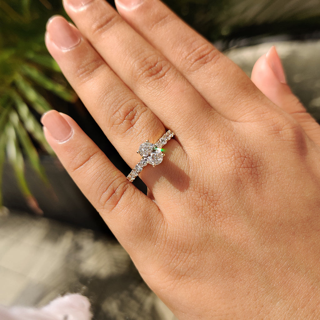 Hidden Halo Oval Pave Engagement Ring