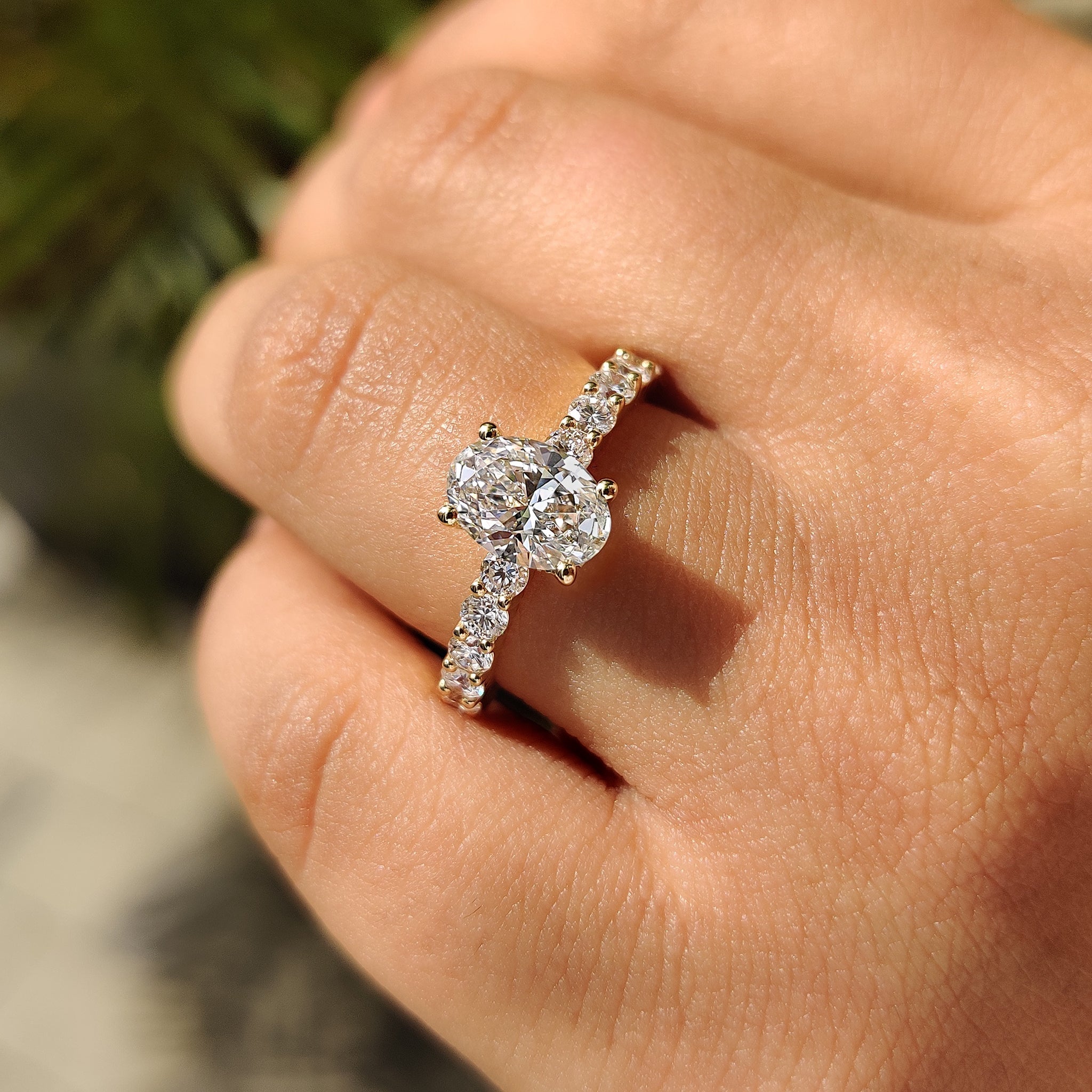 Hidden Halo Oval Pave Engagement Ring