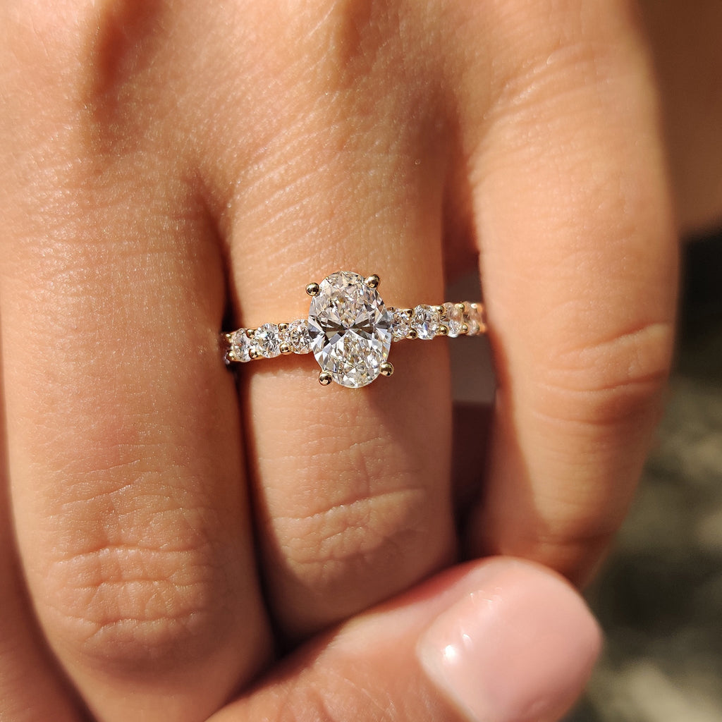 Hidden Halo Oval Pave Engagement Ring