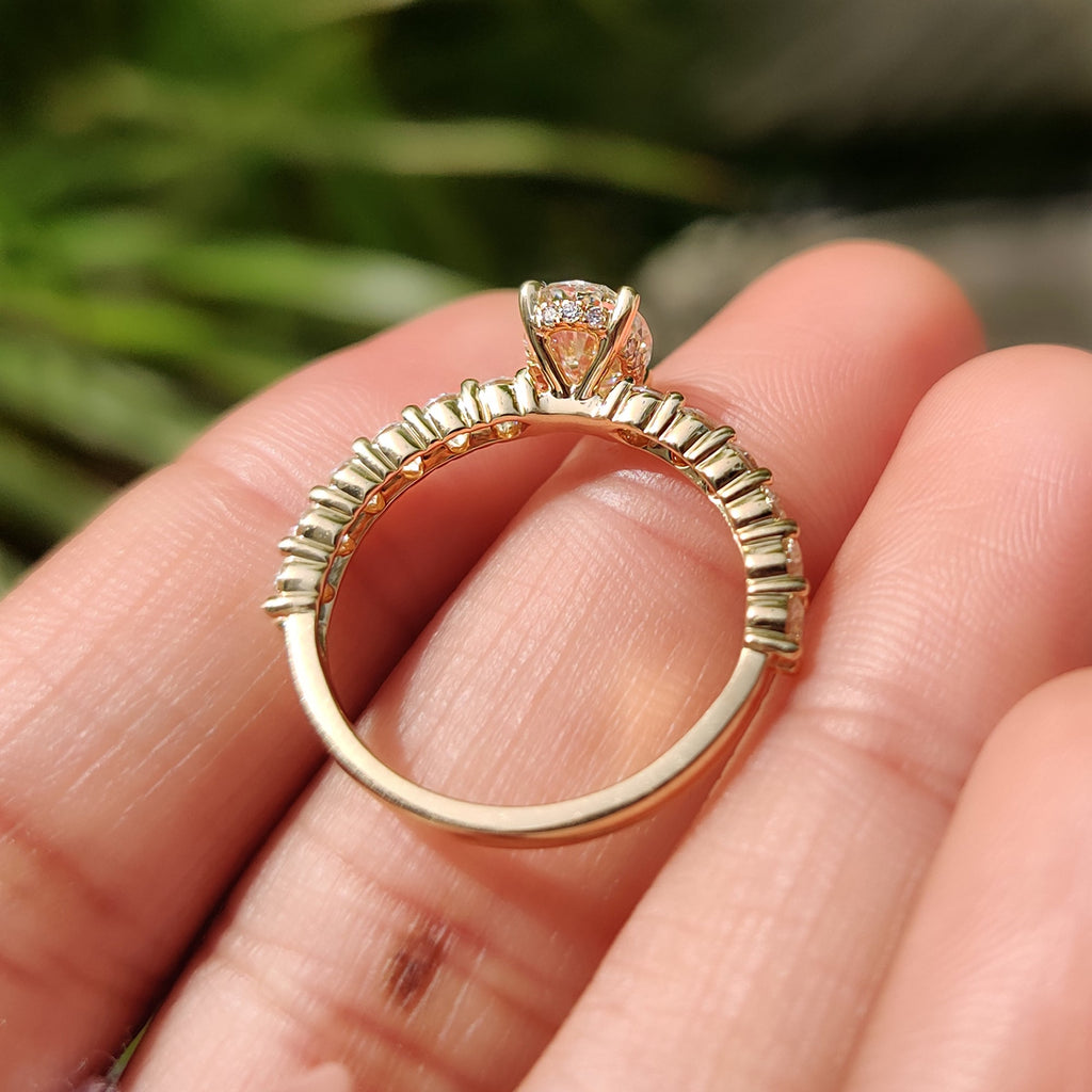Hidden Halo Oval Pave Engagement Ring