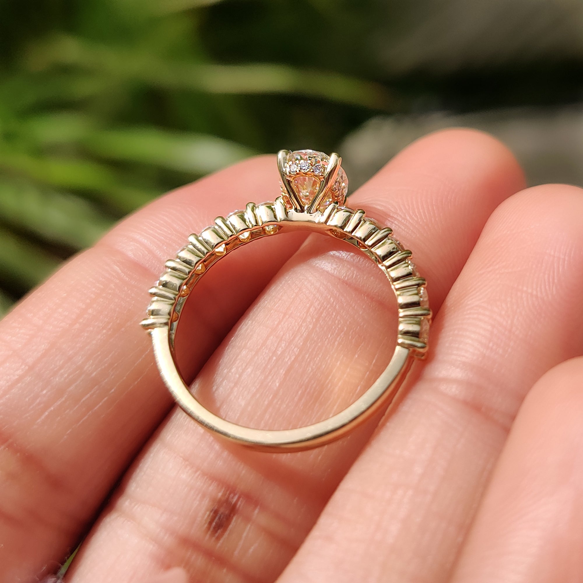Hidden Halo Oval Pave Engagement Ring