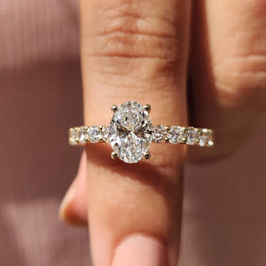 Hidden Halo Oval Pave Engagement Ring