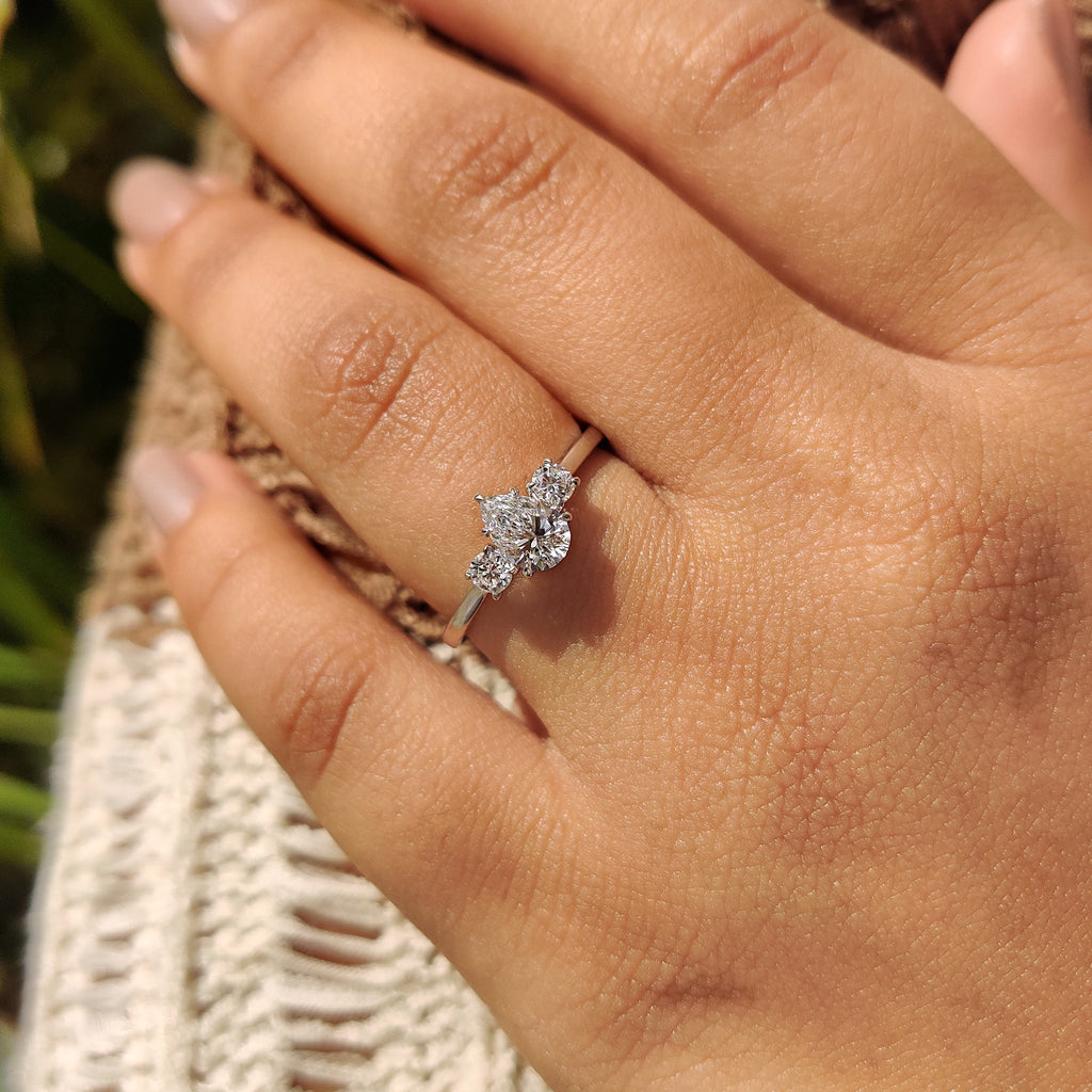 Pear Diamond Engagement Ring With Tapered Shank Setting