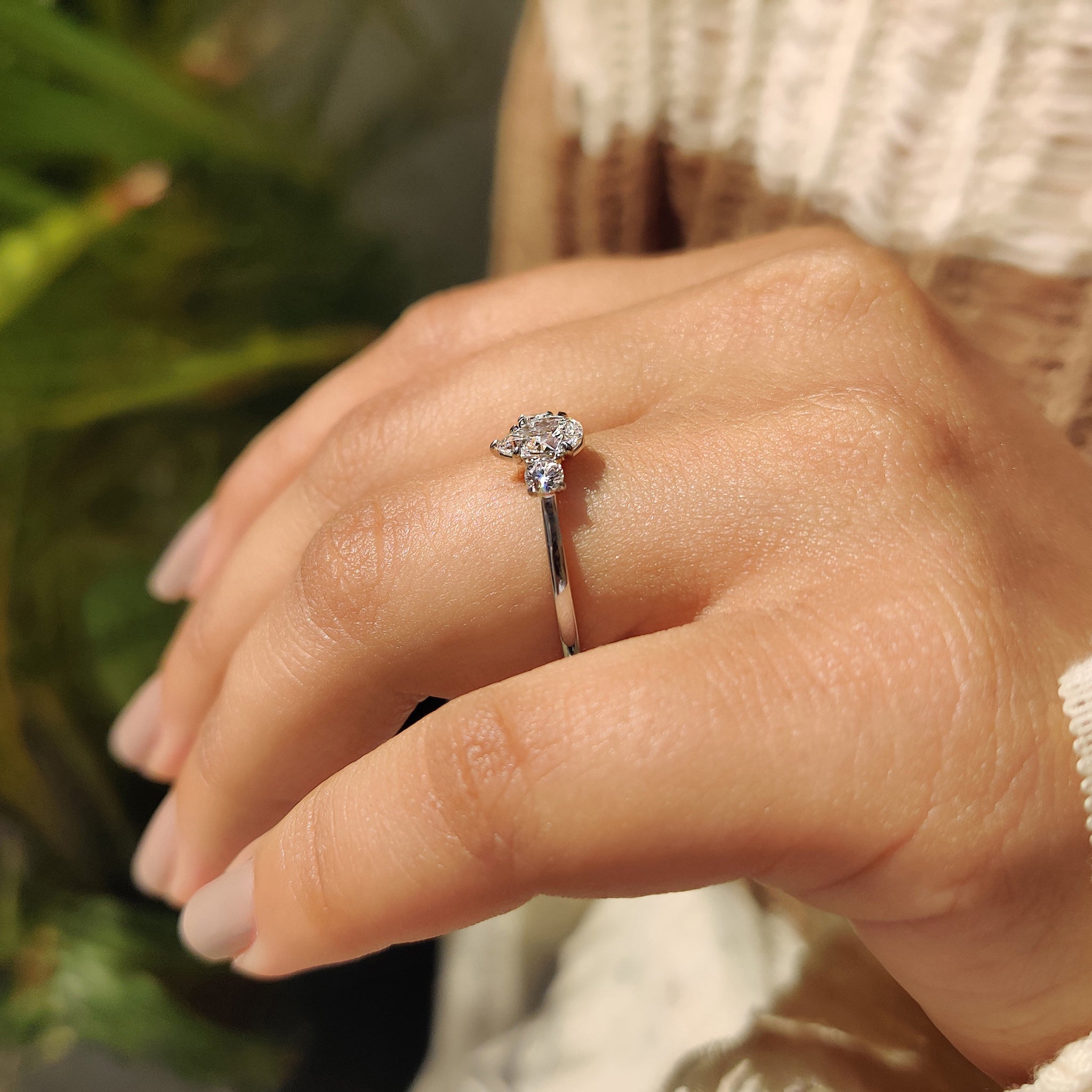 Pear Diamond Engagement Ring With Tapered Shank Setting