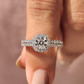 Round Cut Engagement Ring With Double Row Pave Band