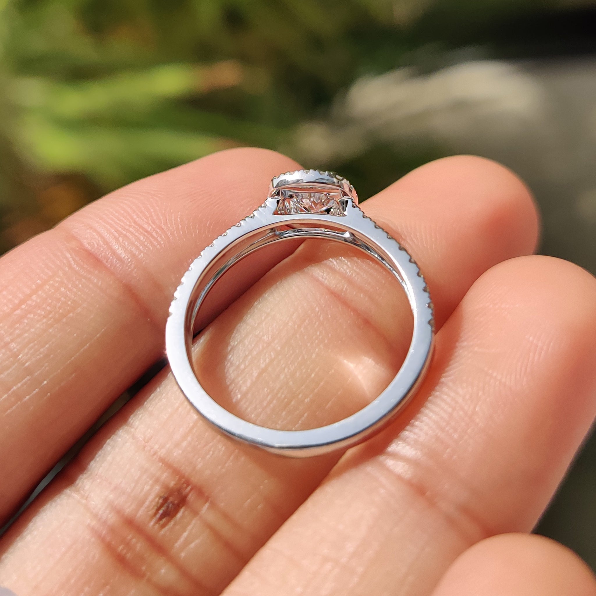 Round Cut Engagement Ring With Double Row Pave Band