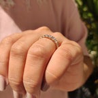 Oval Diamond Wedding Band In Half Eternity Setting