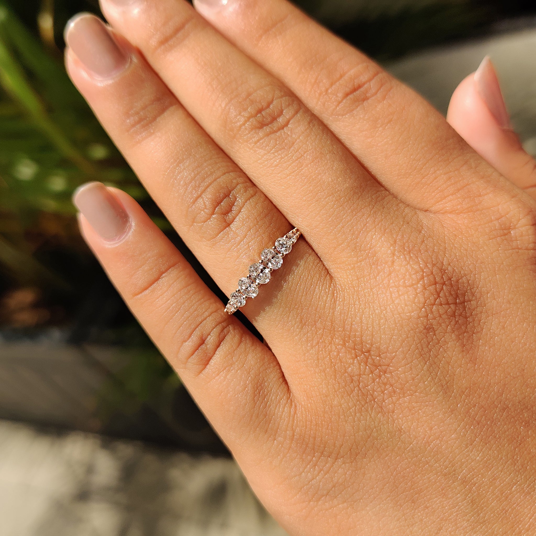 Oval Diamond Wedding Band In Half Eternity Setting Secondary image