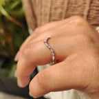 Round and Marquise Diamond Curved Wedding Band