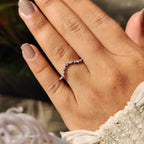 Round and Marquise Diamond Curved Wedding Band