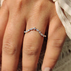 Round and Marquise Diamond Curved Wedding Band