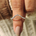 Round and Marquise Diamond Curved Wedding Band