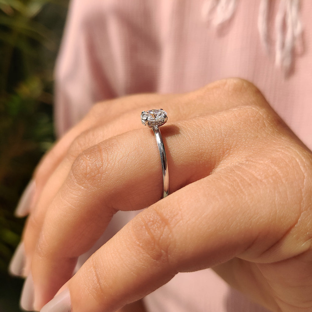 Oval Hidden Halo Engagement Ring