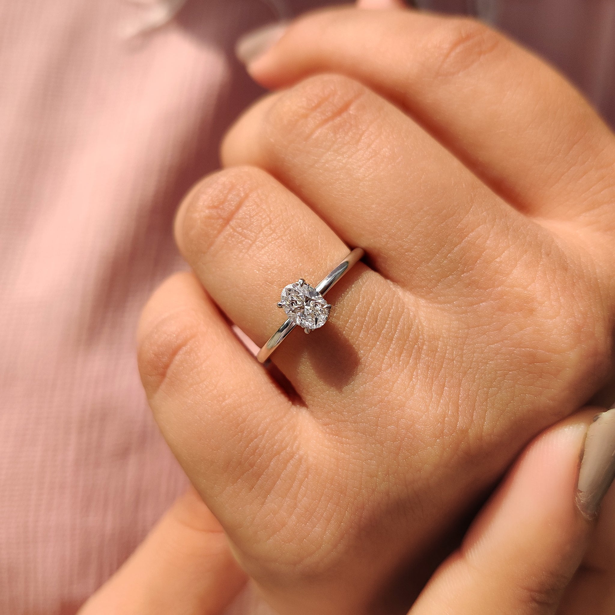 Oval Hidden Halo Engagement Ring