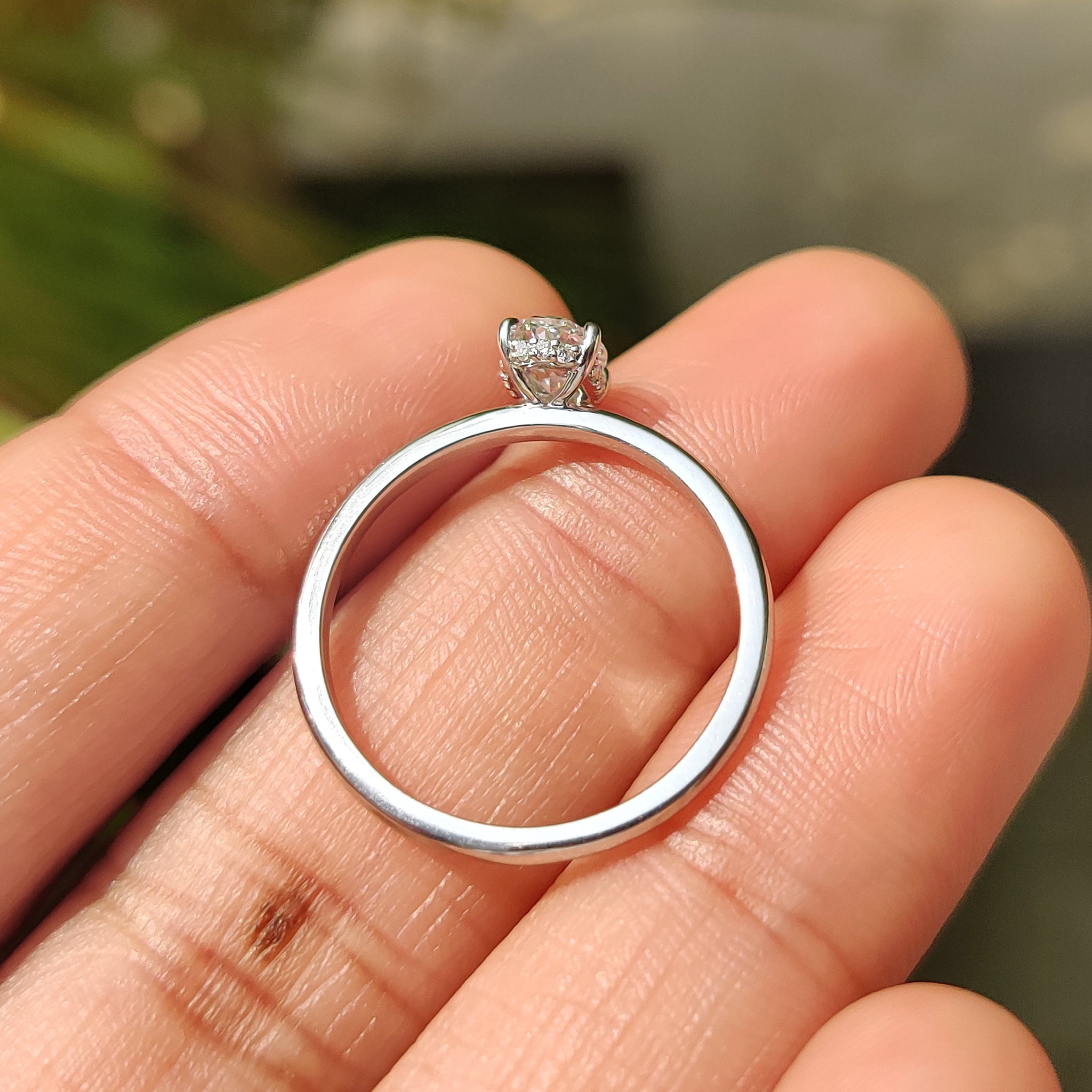 Oval Hidden Halo Engagement Ring