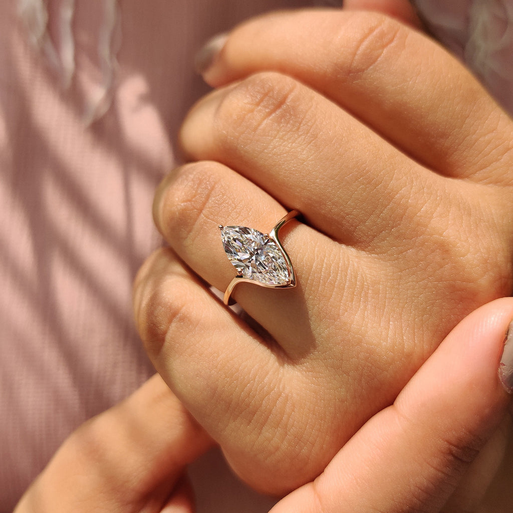 Solitaire Marquise Cut Engagement Ring