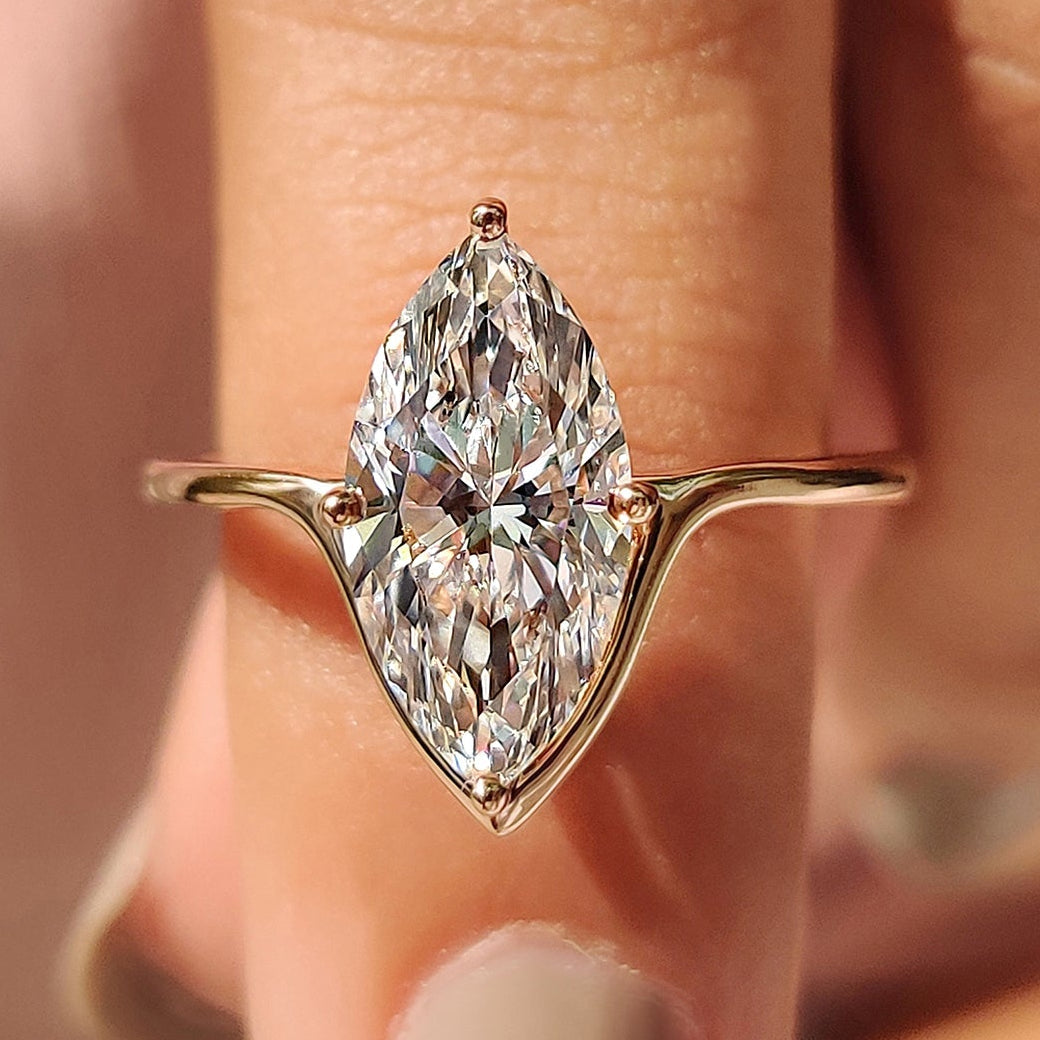 Solitaire Marquise Cut Engagement Ring Main image