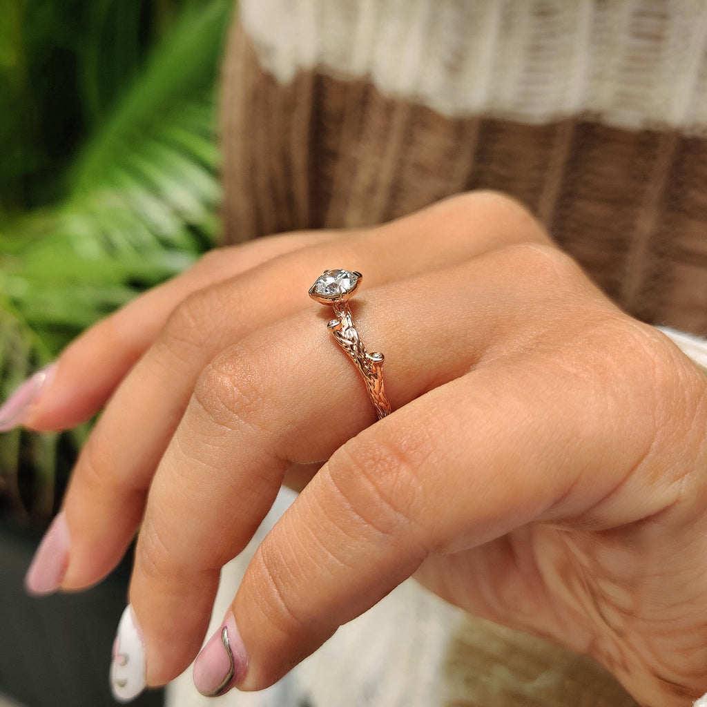 Nature Inspired Round Diamond Engagement Ring