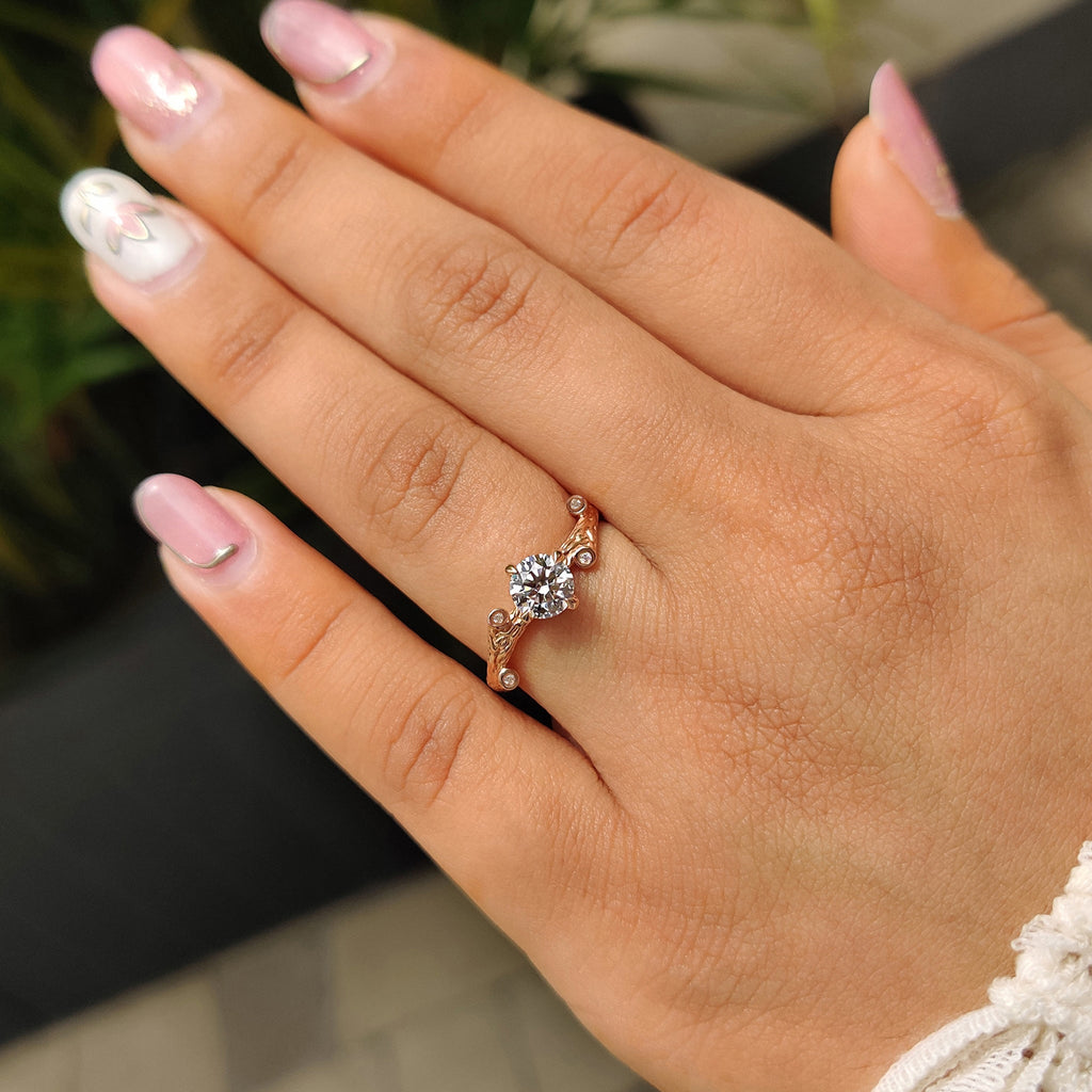 Nature Inspired Round Diamond Engagement Ring
