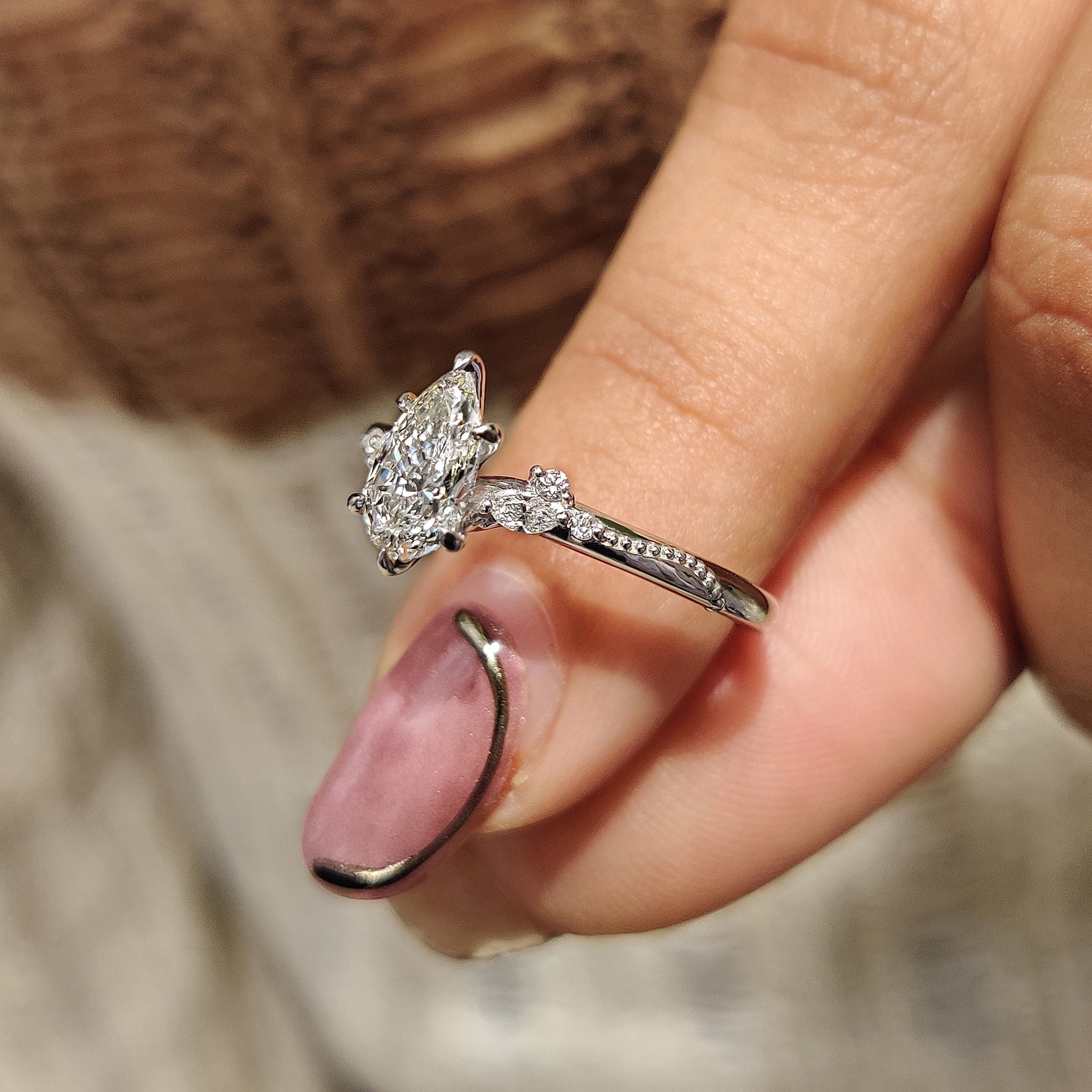 Pear Diamond Engagement Ring In Vintage Style