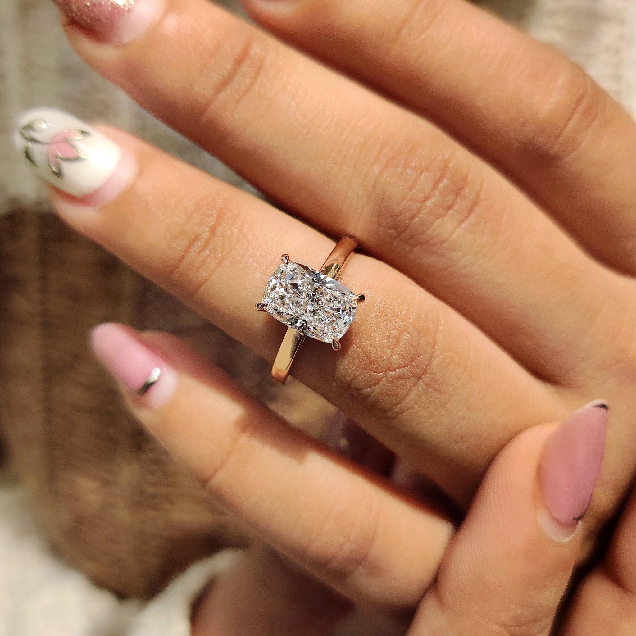 Elongated Cushion Cut Diamond Engagement Ring Secondary image