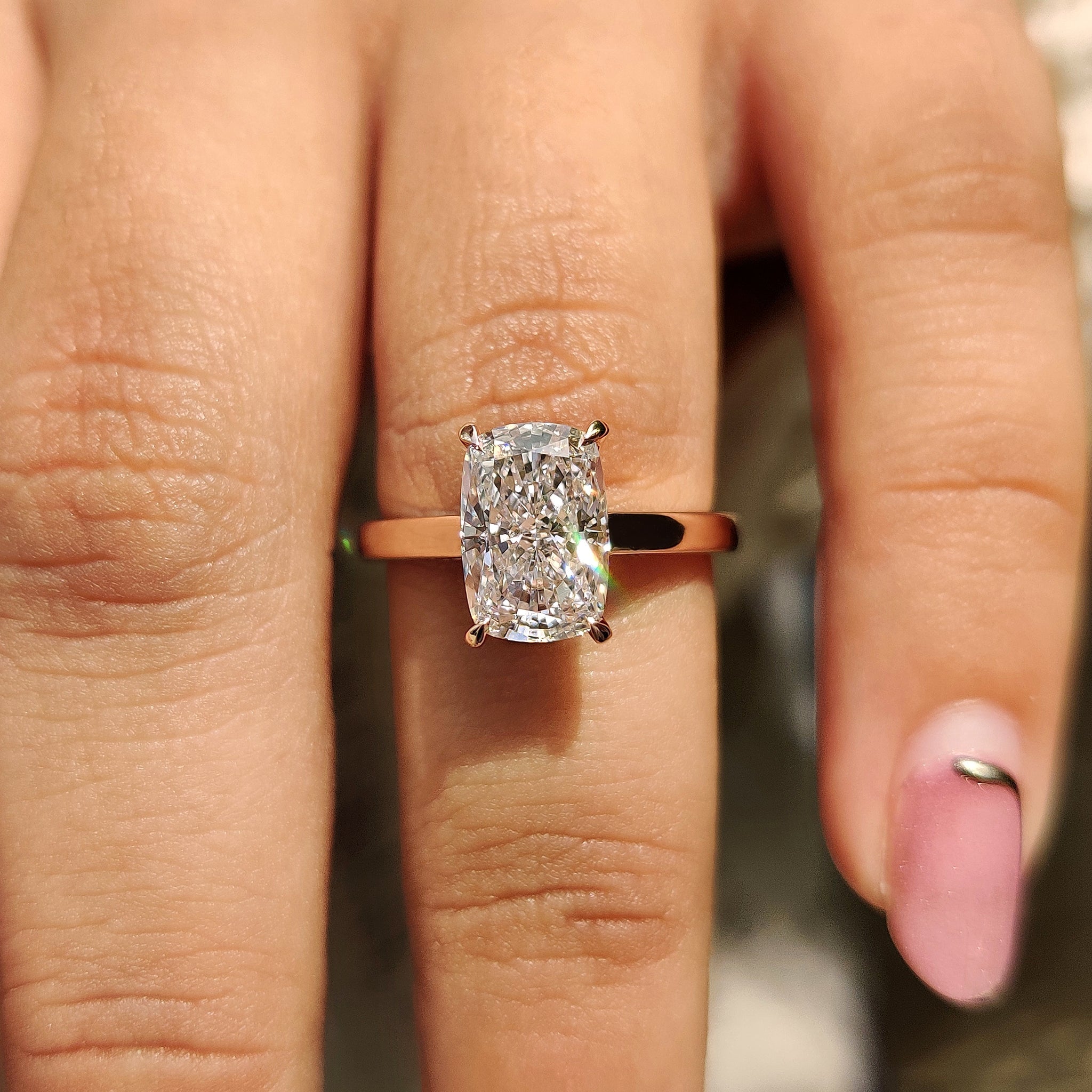 Yellow Gold Elongated Cushion Cut Ring