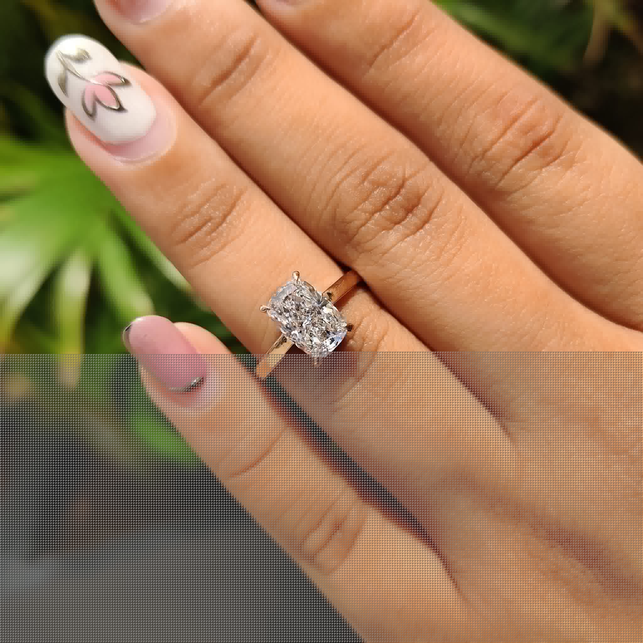 Cushion Cut Solitaire Diamond Ring With Cathedral Setting