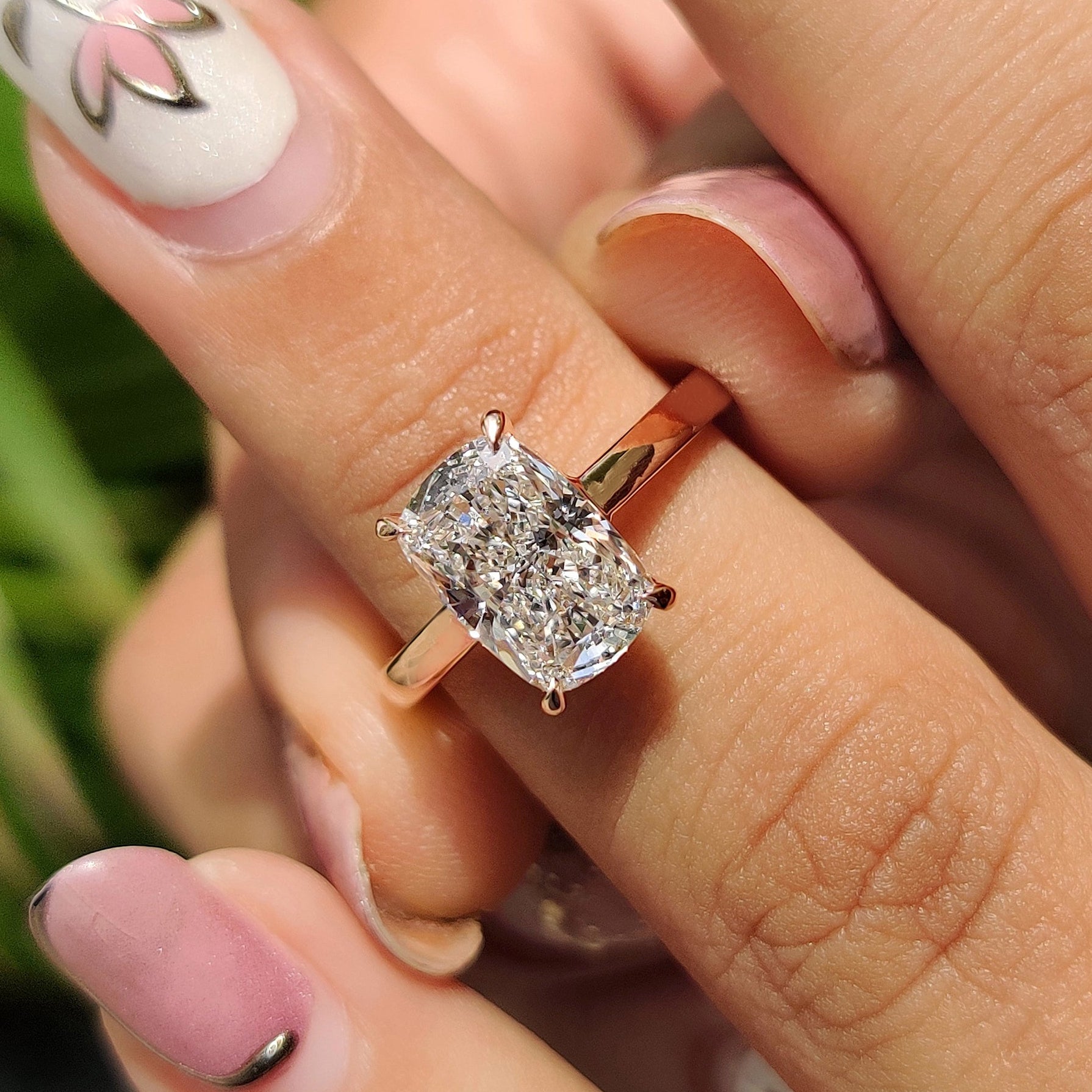 Yellow Gold Elongated Cushion Cut Ring