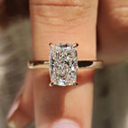 Cushion Cut Solitaire Diamond Ring With Cathedral Setting