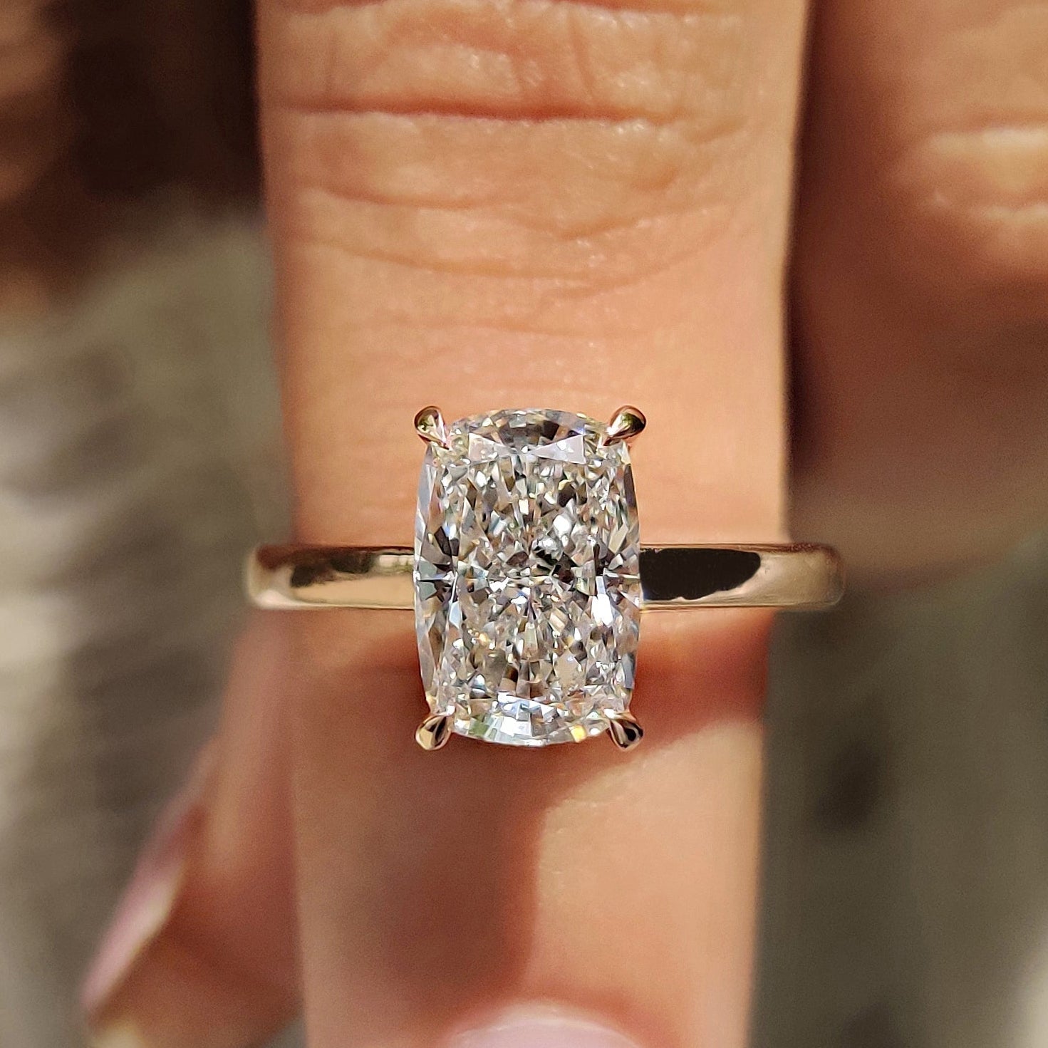 Yellow Gold Elongated Cushion Cut Ring Secondary image