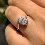 Oval Diamond Engagement Ring In Half Bezel Setting