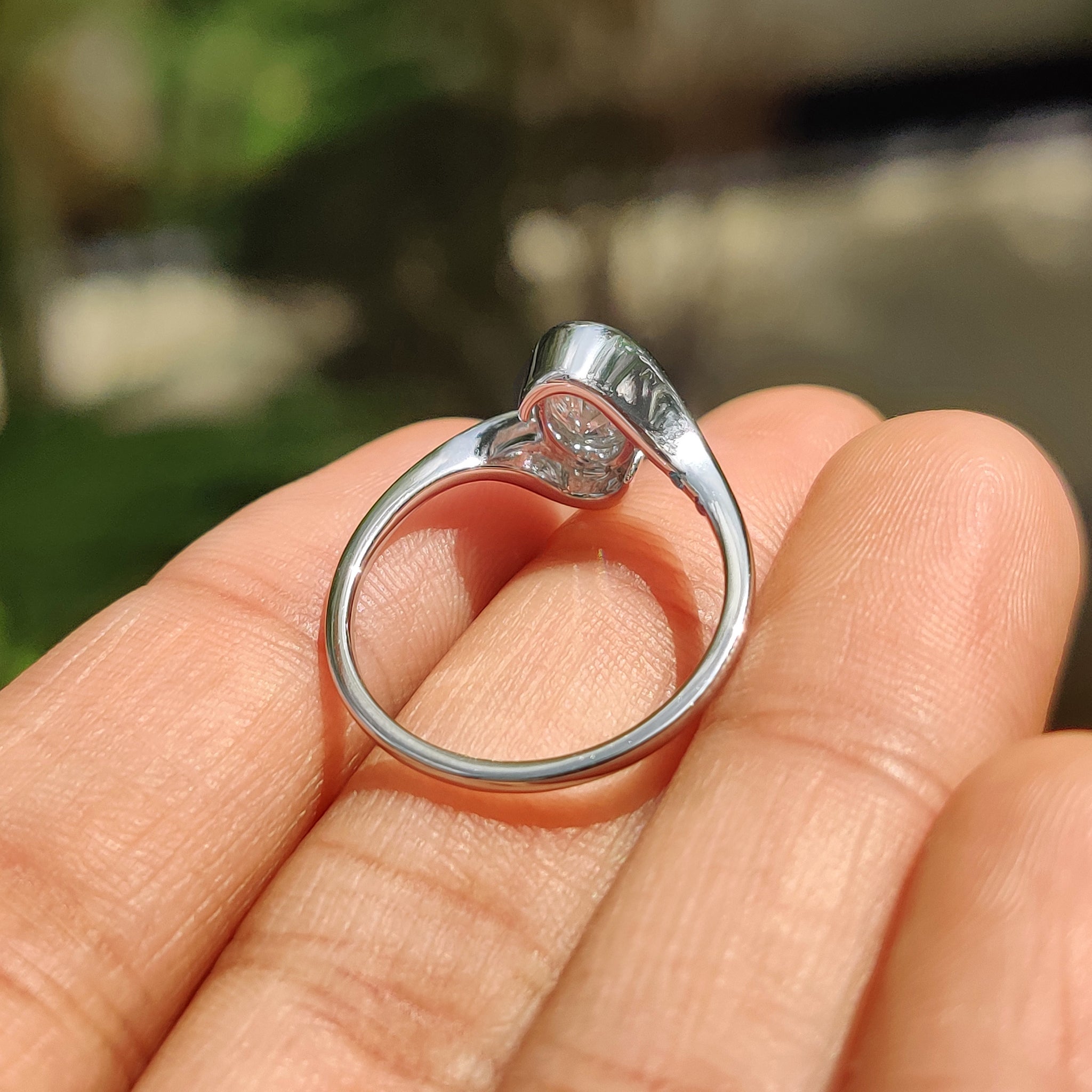 Oval Diamond Engagement Ring In Half Bezel Setting