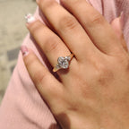 Oval Bezel Engagement Ring With Trillion Side Stone