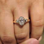 Oval Bezel Engagement Ring With Trillion Side Stone