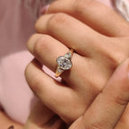 Oval Bezel Engagement Ring With Trillion Side Stone