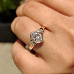 Oval Bezel Engagement Ring With Trillion Side Stone