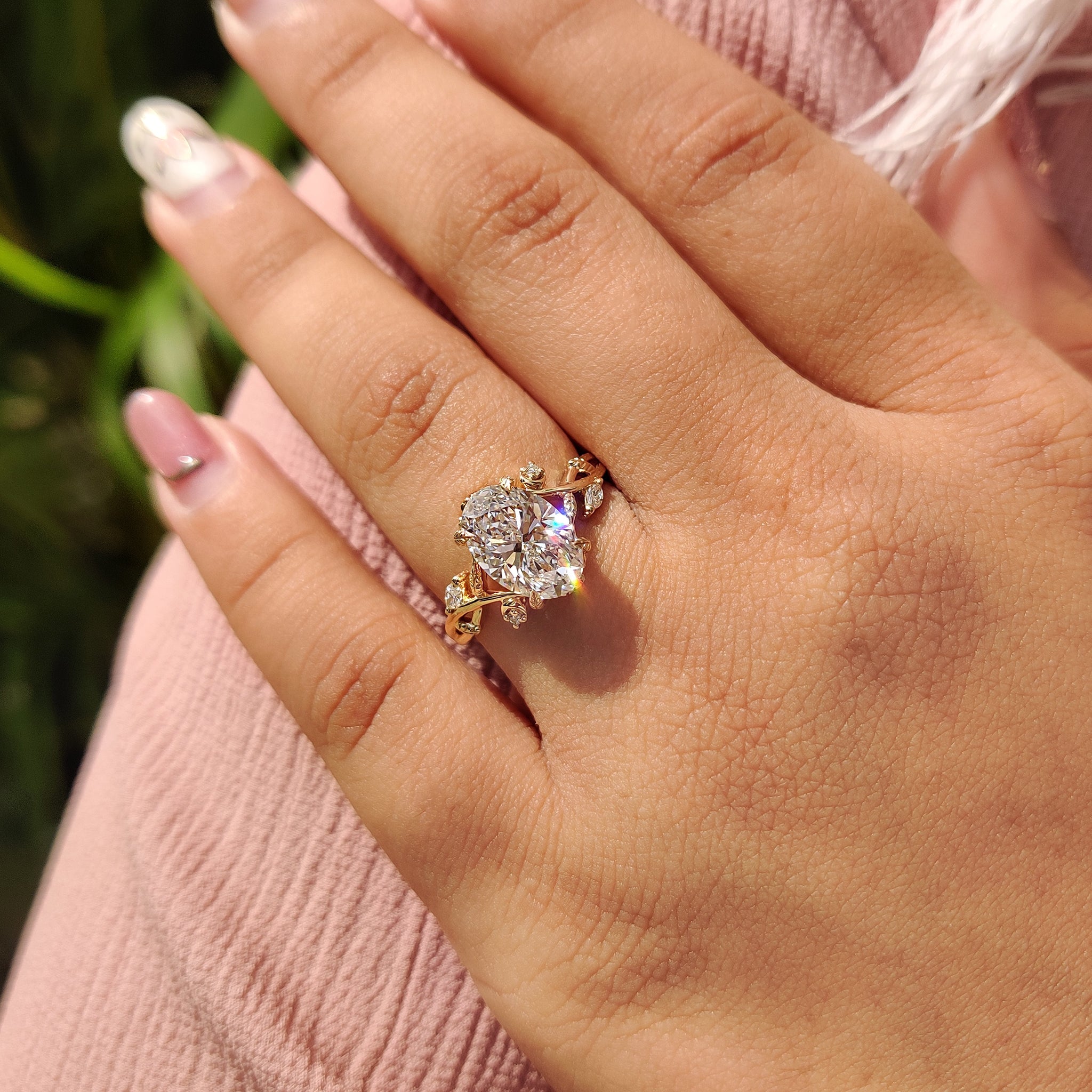 Nature Inspired Oval Diamond Engagement Ring Secondary image