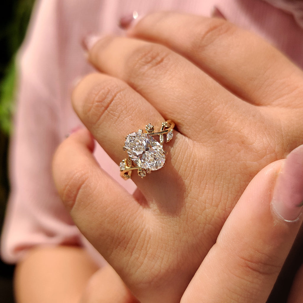 Nature Inspired Oval Diamond Engagement Ring
