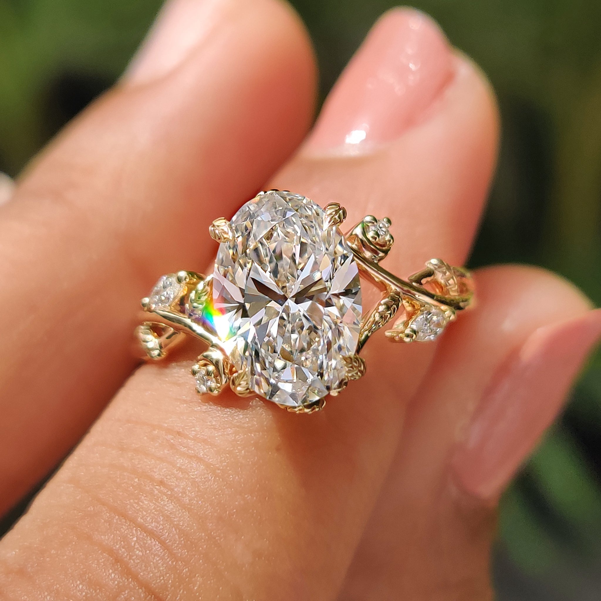 Nature Inspired Oval Diamond Engagement Ring Main image