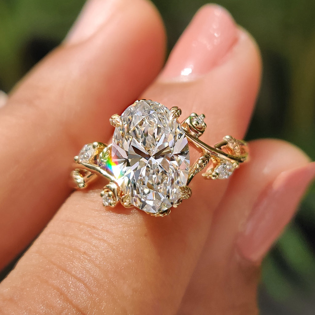 Nature Inspired Oval Diamond Engagement Ring