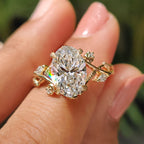 Nature Inspired Oval Diamond Engagement Ring